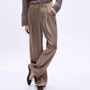 GAP Satin Pleated Trousers Light Brown